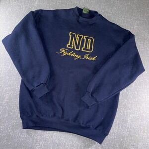 Vintage Notre Dame Fighting Irish Sweatshirt Mens Large Blue NCAA Football TSI